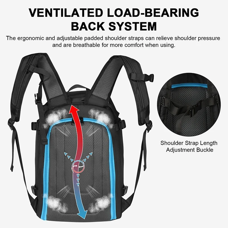 Geestock 50L Waterproof Backpack For Ski Large Capacity Carrying Bag Breathable Skiing Boot Backpack Storage Outdoor Daypack