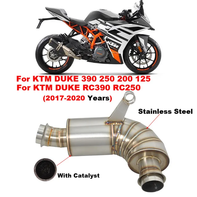 Motorcycle Exhaust System Escape Modifide Titanium Alloy Mid Pipe With Catalyst For KTM DUKE 390 250 200 125 RC390 250 2017-2020