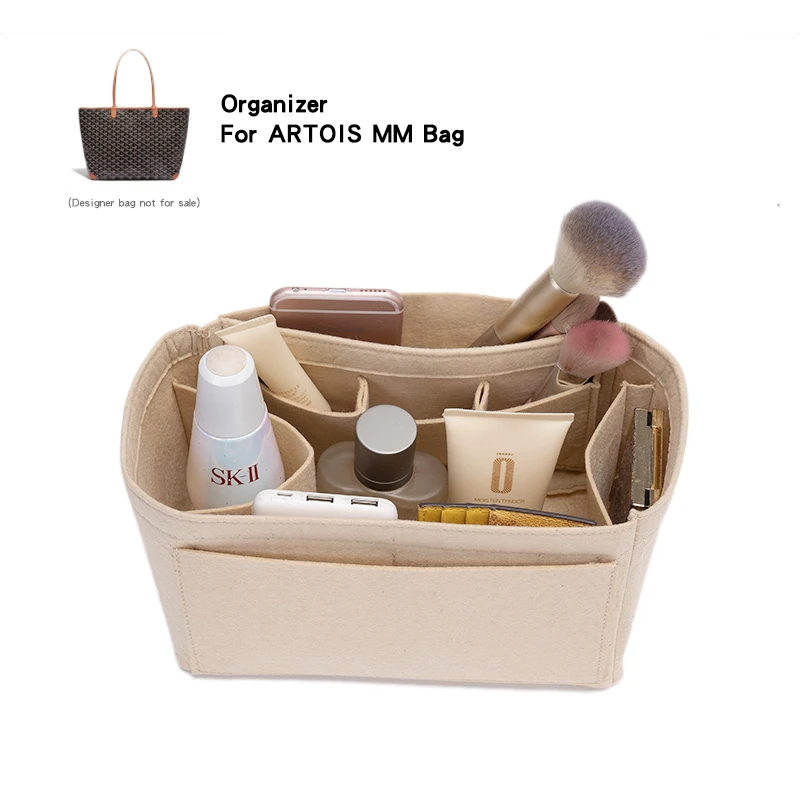 Artois MM Bag Organizer, Artois PM Bag Organizer, Tote Bag Artois MM Insert  Handmade 3mm Wool Premium Felt Snug Sturdy Silver Zipper (For Artois MM