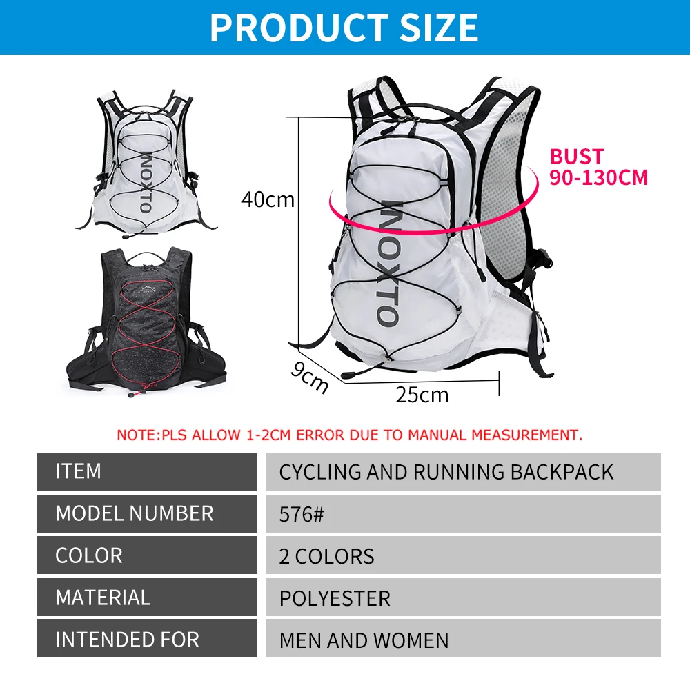INOXTO 15L Cycling Bag Men's Women Riding Running Backpack Vest Breathable Bicycle Backpack Bicycle Water Bag Bicycle Helmet 4