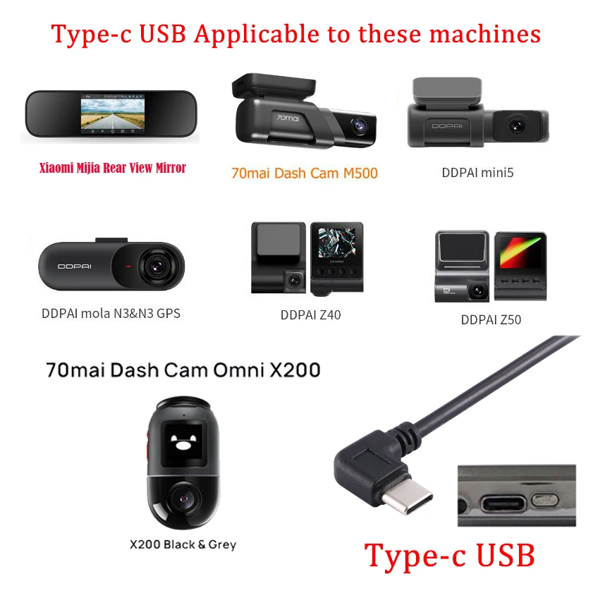 Per 70mai Omni X200 cavo di ricarica per 70mai Omni X200 e M500 70mai cavo USB di tipo c per DVR per auto