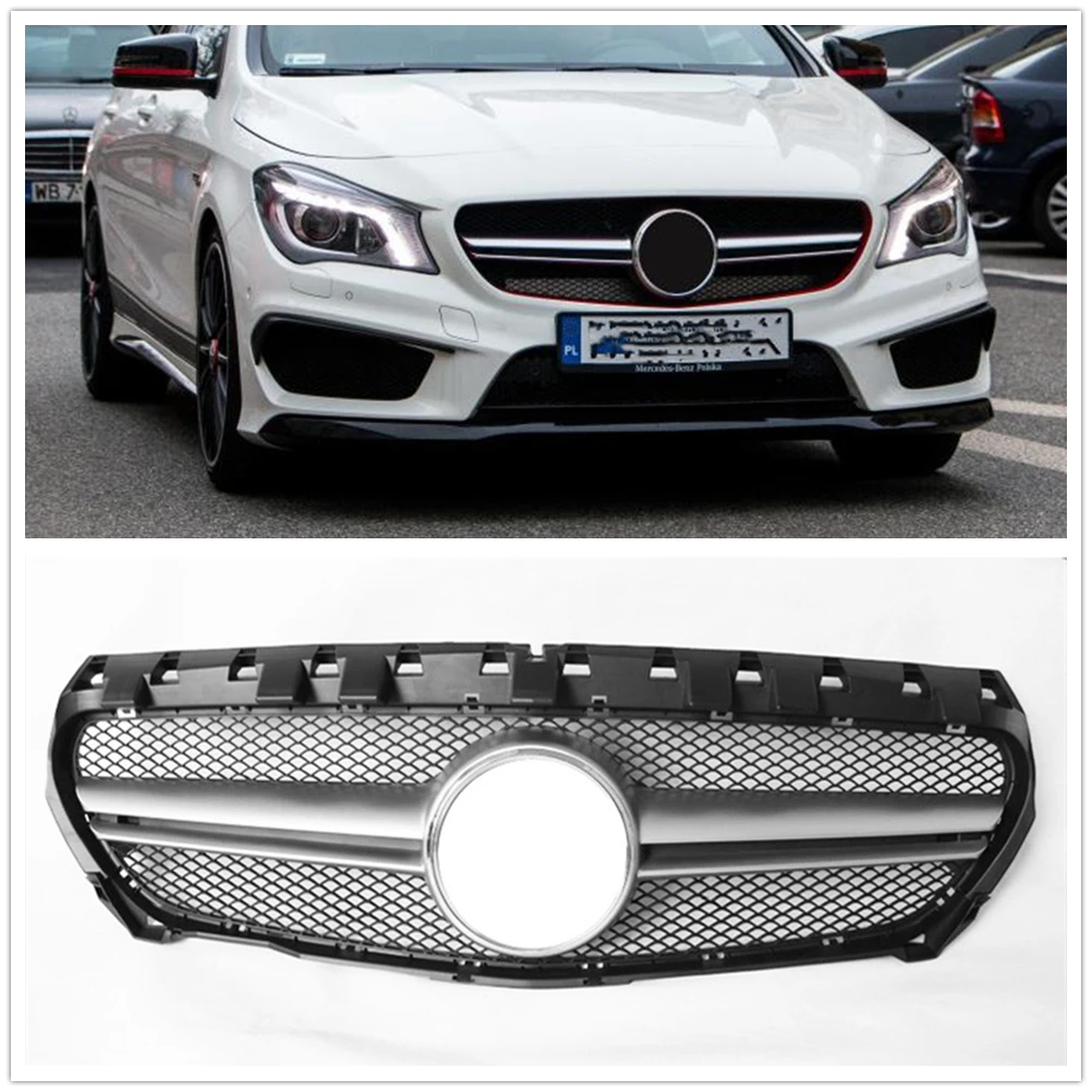 

AMG стиль гриль для Mercedes-Benz CLA W117 C117 2013-2016 CLA180 CLA200 CLA250 передняя решетка серебристый/черный верхний бампер