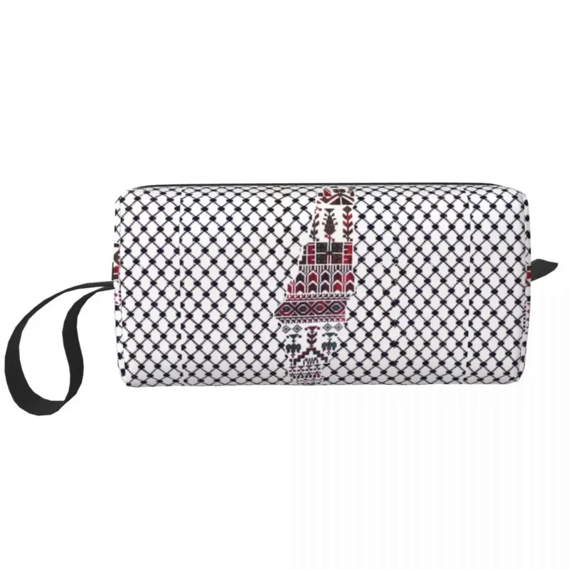 

Palestine Palestinian Large Makeup Bag Zipper Pouch Travel Cosmetic Bags Traditional Tatreez Embroidery Design Organizer