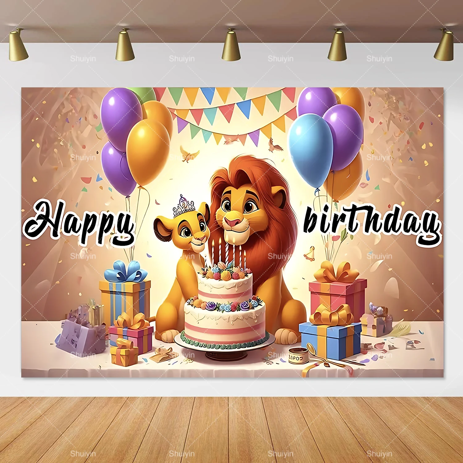 Simba's Jungle Celebration Backdrop - Tropical Birthday Party Decor Banner