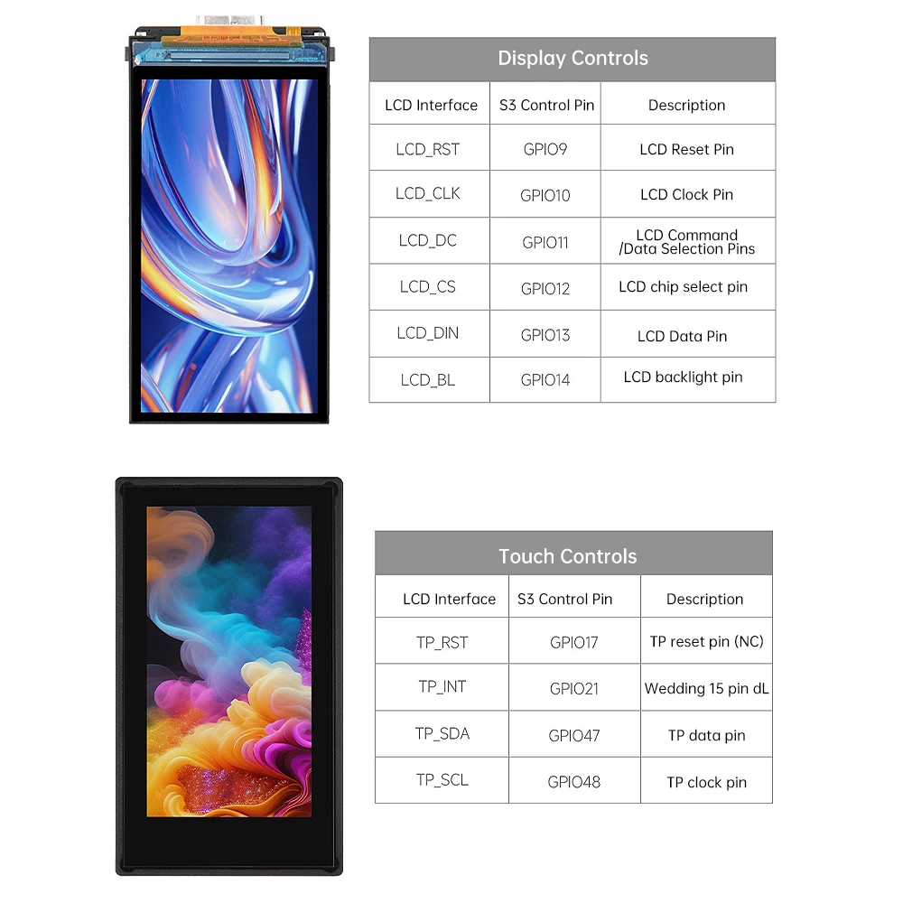 Waveshare ESP32-S3 Display 1.9inch LCD Screen, 170x320 262K Colors Development Board, 240MHz LX7 Dual-Core Support 2.4GHz Wi-Fi & BLE 5, Type-C & PICO Pins Interfaces 90° Hardware Rotation, No Touch