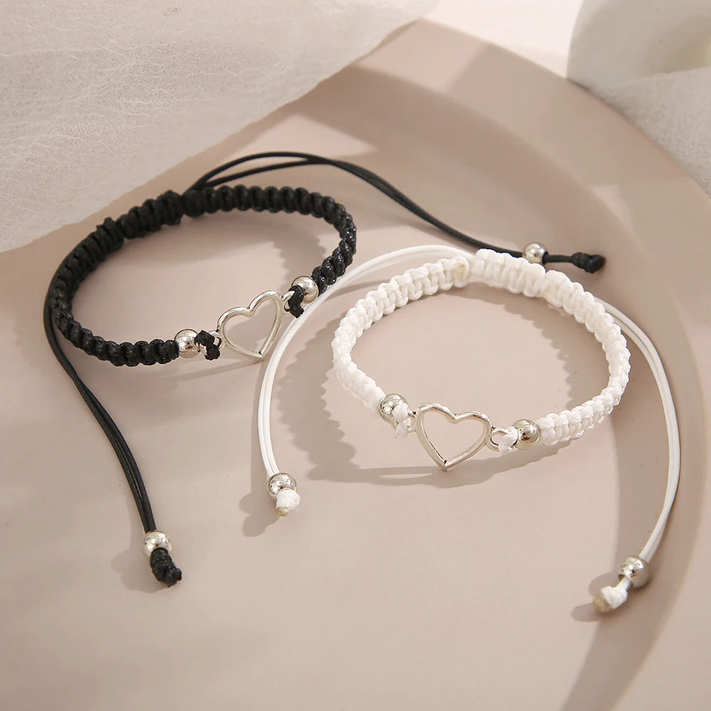 Bracelet Jewelry Love Heart Couple Bracelet For Lover Women Men Hand Crafted Adjustable Rope Friends Relationship Matching Bracelets Jewelry Gift