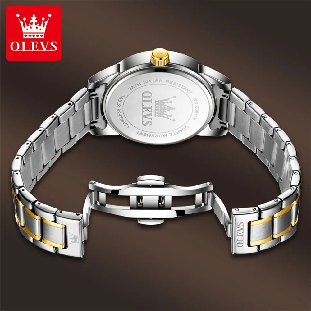OLEVS 3619 Mens Watch Top Brand Fashion Original Quartz Watch for Man China Loong Dragon Dial Waterproof Luminous Date Reloj 5