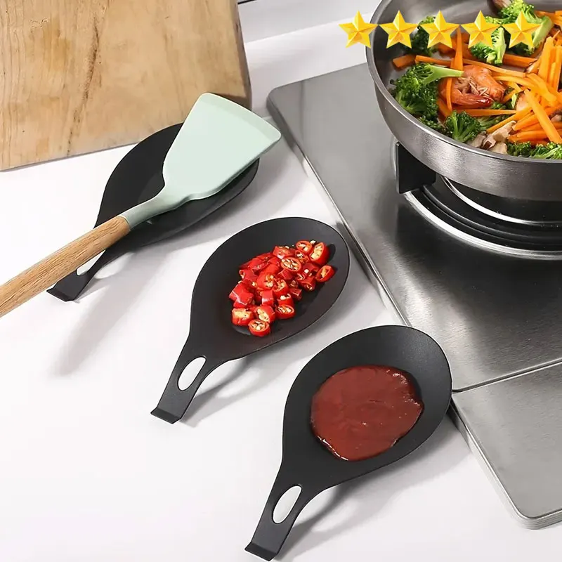 Kitchen Utensil Holder Silicone Spoon Rest Spatula Heat Resistant Placemat Tray