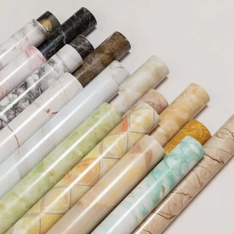 Papel de Parede de Mármore Autoadesivo Espessado à Prova Dágua Resistente ao Calor Adesivos de Parede de Vinil Papel de Contato para Cozinha Filme Decorativo