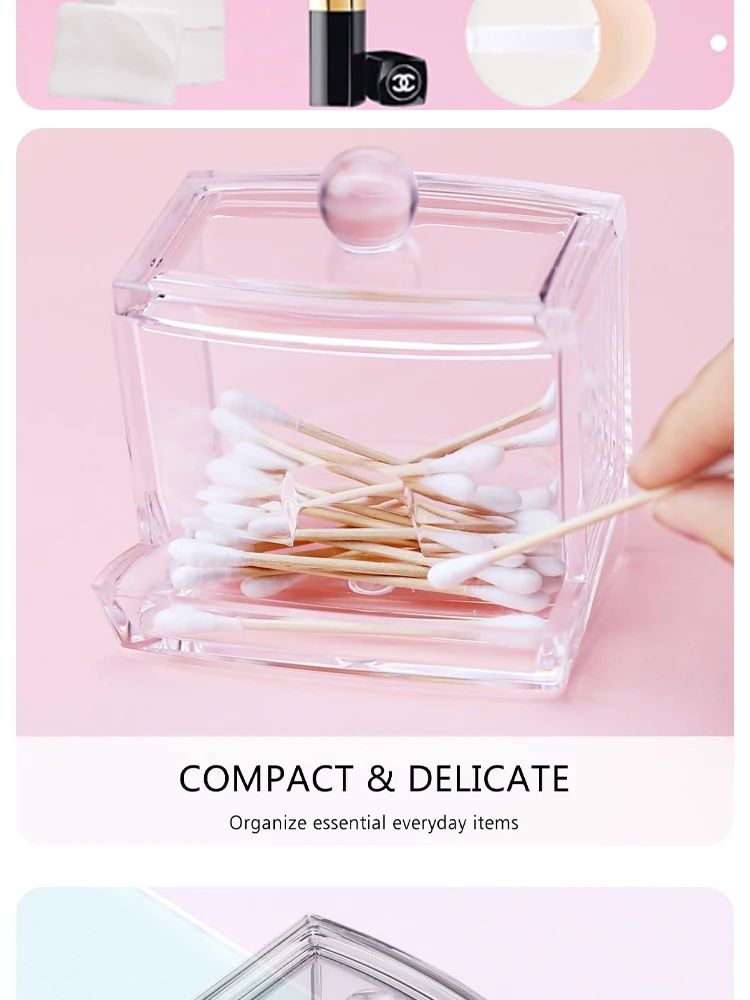 Cotton Swab Ball Storage Box Acrylic Transparent Container Jar_voghion.com
