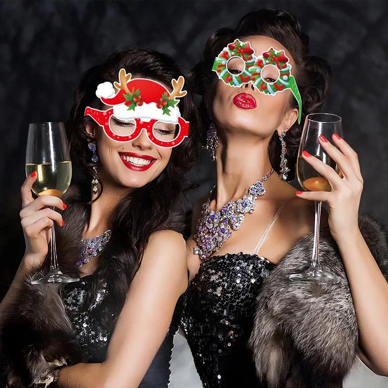 

8Pcs Christmas Glasses Glitter Party Glasses Frames Christmas Decoration Costume Eyeglasses for Holiday Christmas Parties