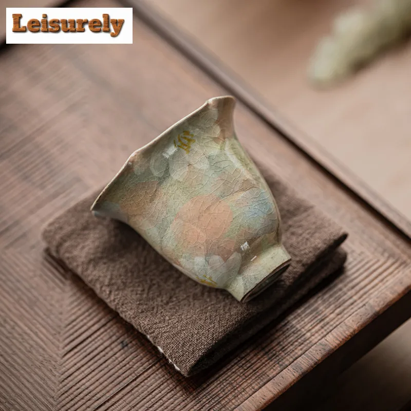 Hand-painted Daisy Teacup Ancient Ice Crack Glaze Glazed Tea Bowl Tea Pair Tea-tasting Smelling Cup Chazhan Master Cup Tea Items