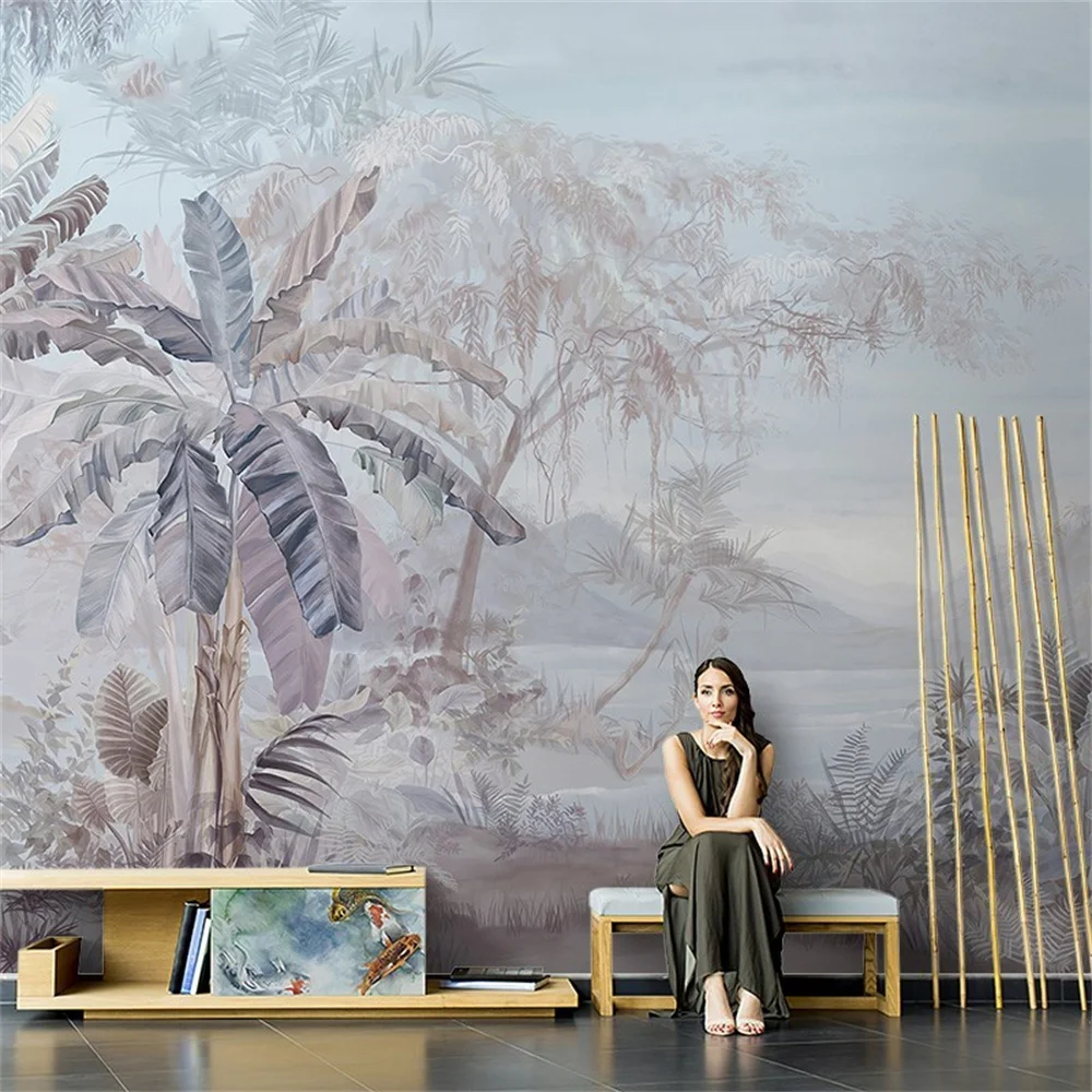 Description Picture 5 of itemNorthern European and American style village papel de parede palm tree 3d wallpaper TV background wall bedroom custom mural