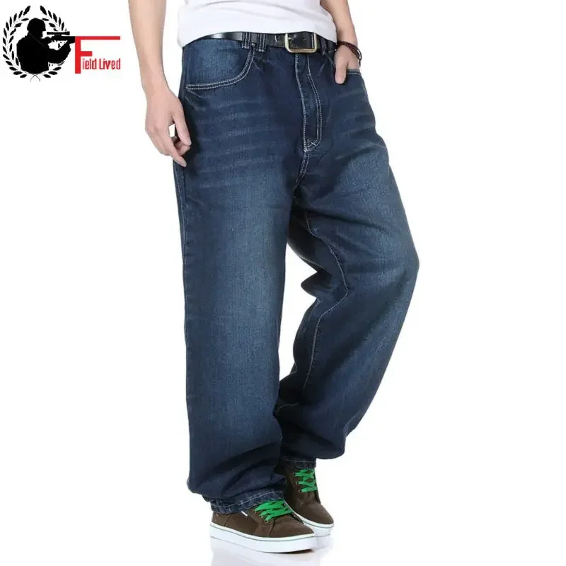 Men's Streetwear Baggy Jean Loose Big Size Y2K Street Fashion Wide Leg Pant Straight Male Harem Denim Trouser Oversize Hip Hop wide leg pants