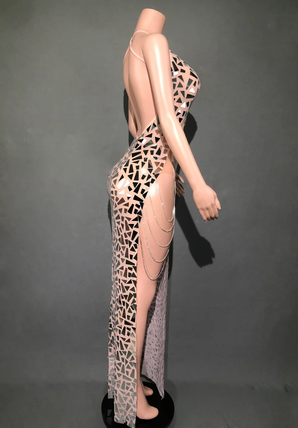 Shining Mirrors Rhinestones Chains Mesh Transparent Dress Birthday Outfits  for Women Sexy Club Dress Party Celebrate Stage Wear - AliExpress 200000532