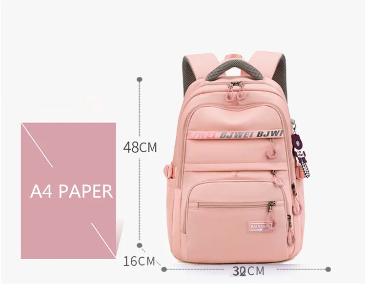 New Girls School Bag Nylon Backpack Travel Rucksack Multi Pockets Waterproof Casual Daypack Schoolbag for Women Student Teenager