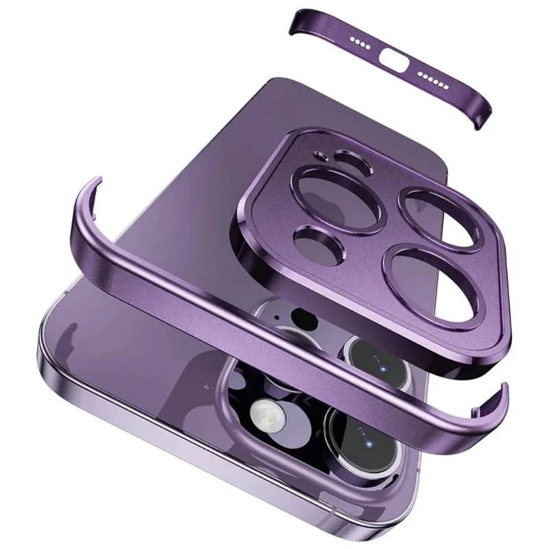 Metal Frameless Bumper Case with Lens Protection and Corner Pads Cover