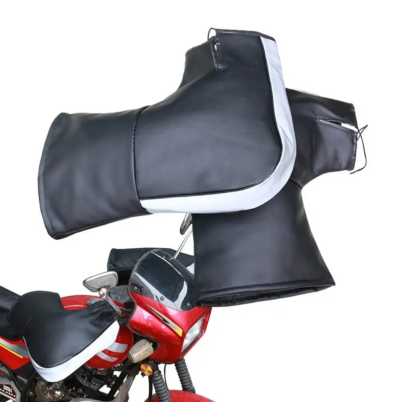

Winter Muffs Motorcycle Gloves Waterproof Leather Fabric Comfortable Thickened Cotton Gloves Windproof Fit Handlebar Motorcycle