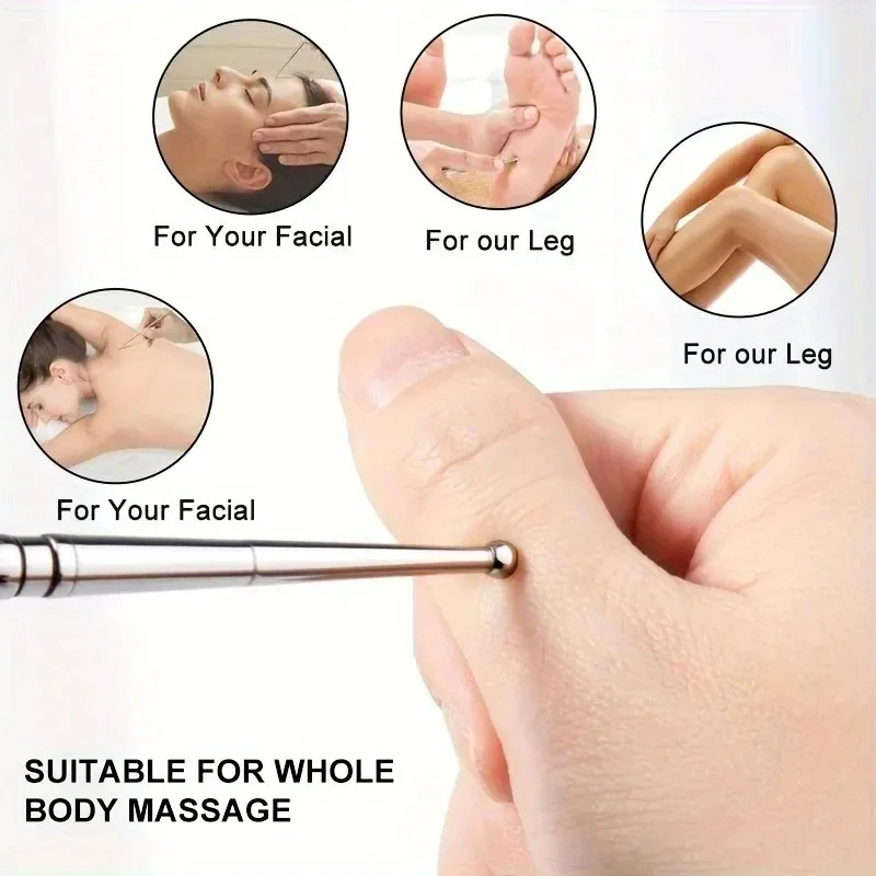 Stainless Steel Acupuncture Pen - Dual Head Massage Tool for Deep Tissue, Trigger Points & Acupressure, Handheld Relaxation