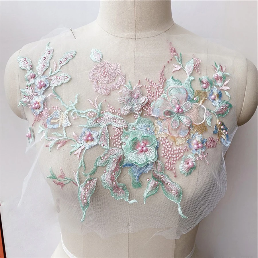 Patch en dentelle ançaise pour robe de mariée, applique, bricolage