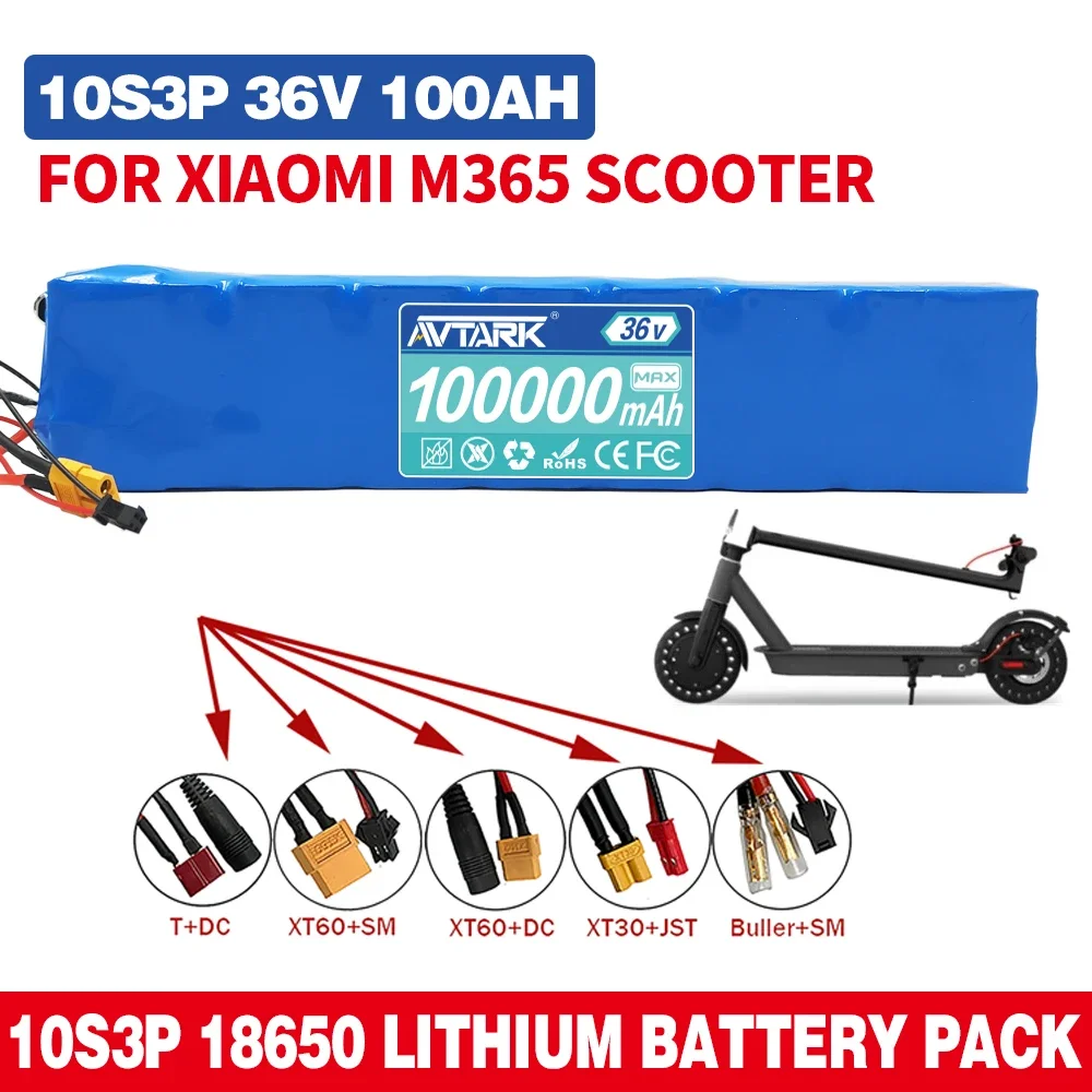 

10S3P 36V 100Ah 36v Electric Scooter Battery Pack 18650 Lithium M365 Electric Scooter 36v Battery Scooter replacement batteries