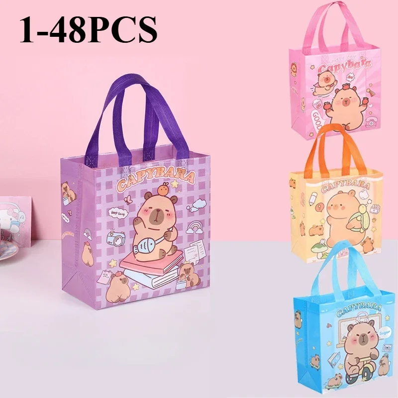 Capybara Non-Woven Shopping Bag Recycle Portable Children Gift Capybara Tote Bag Waterproof Large Storage canvas tote bags