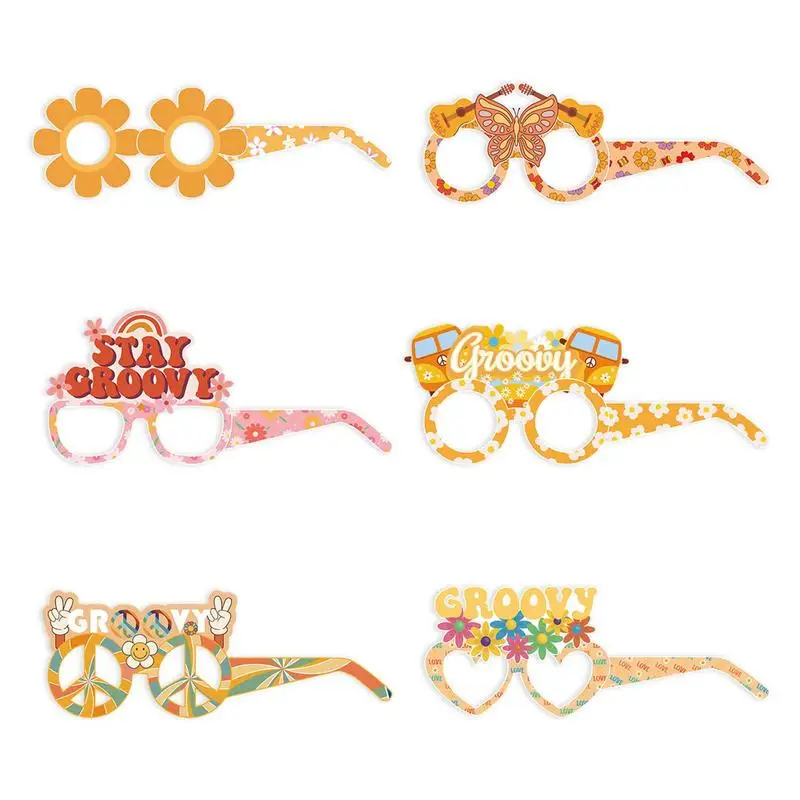 

Hippie Glasses Party Pack Eyewear Decorative Funny 3D Eyeglasses Party Favors Colorful Party Glasses Portable For Celebration