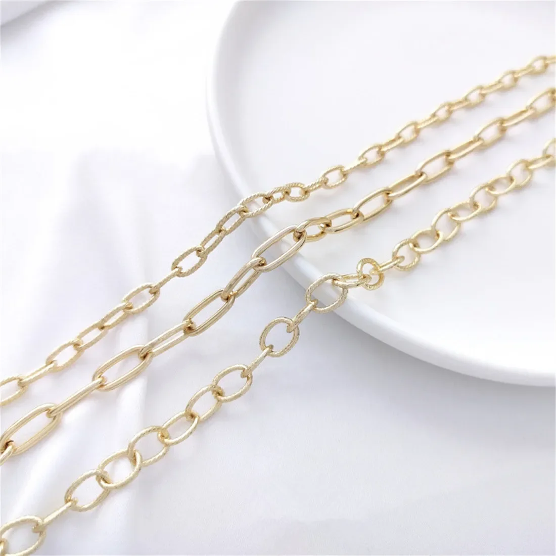 

114K Gold-filled Twist Wire Chain Oval O-shaped Chain Handmade Diy Bracelet Necklace Jewelry with Chain Loose Chain B651