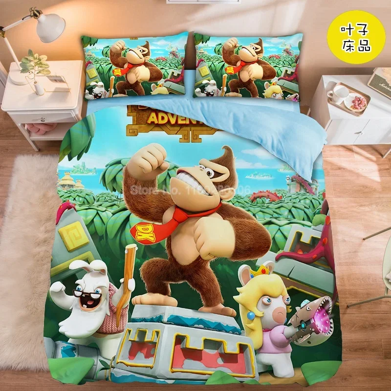 Cartoon Super Marios Bedding Set 3D Printed Super Marios Bros Bed Set Luigis Yoshis Copripiumino Federa Full King Queen Size