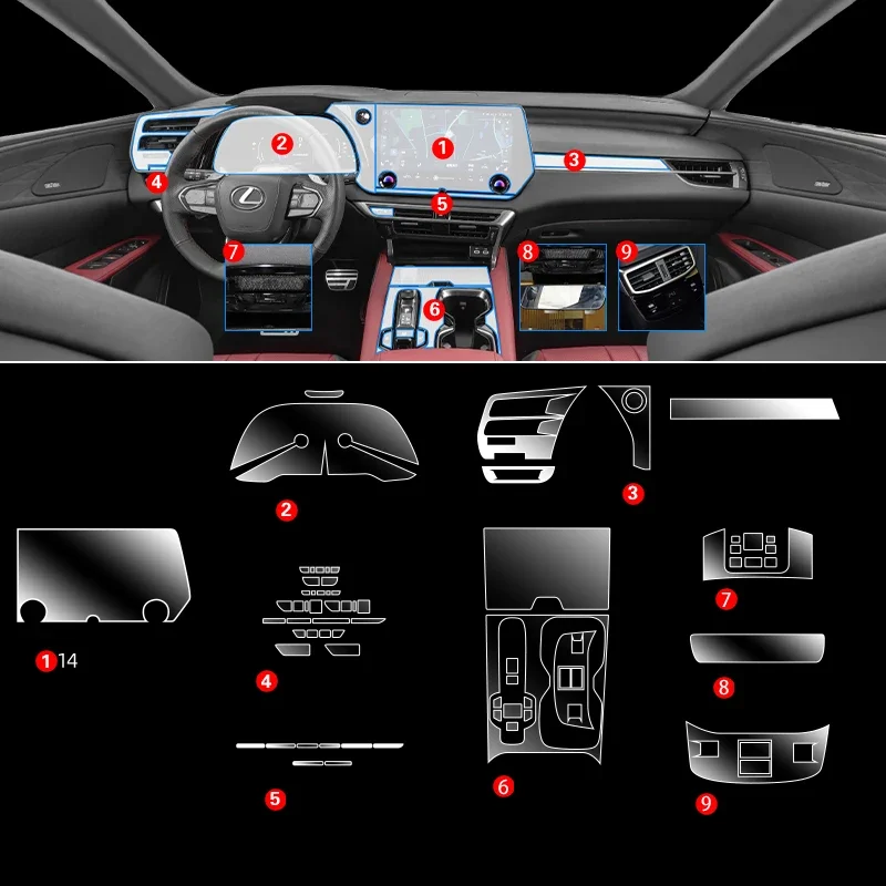 

TPU Transparent Film Interior Sticker Center Console Gear Navigator Panel Car Accessories For Lexus RX RX300 RX350 RX450 2023
