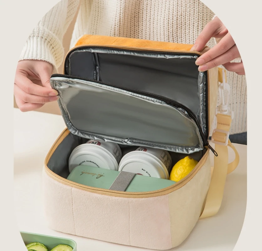 Personalized Bento Bag, Double Layer Thickened Insulation Bag, One Shoulder Convenient Storage Large Capacity Picnic Bag