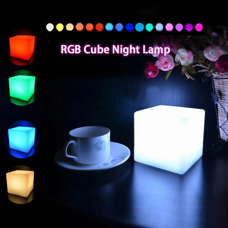 Rgb Led Cube Night Light Remote Control Dimmable Table Light Desk Lamp