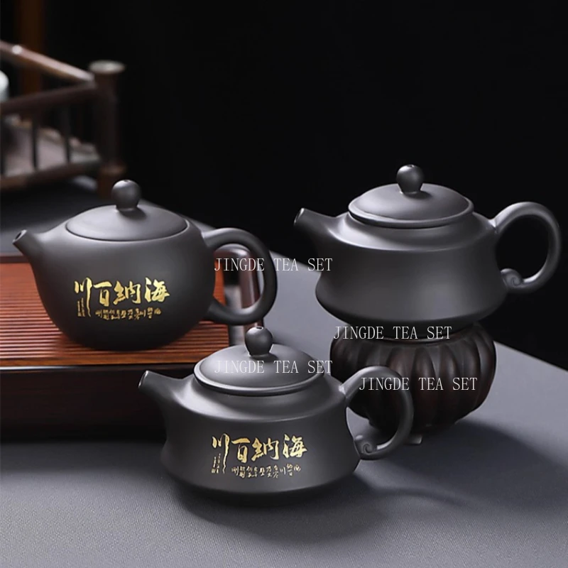 Raw Purple Clay Teapot Household Vintage Teapot Chinese High-end Kung Fu Tea Set Large Capacity Xishi Teapot Tea Set Accessories
