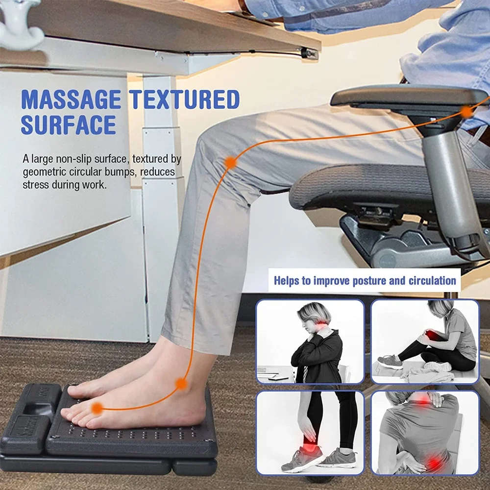 Adjustable Footrest Removable Foam Cushion Under Desk Footrest with Massage Beads for Car Household Office Stool 4-Level Height