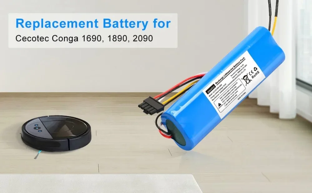 Aleaivy Kompatibel mit Cecotec Conga 3090 3091 3092 Roboter-Staubsauger-Akku, 14,4 V, 3500 mAh, Ersatzakku mit hoher Kapazität – Detail 2