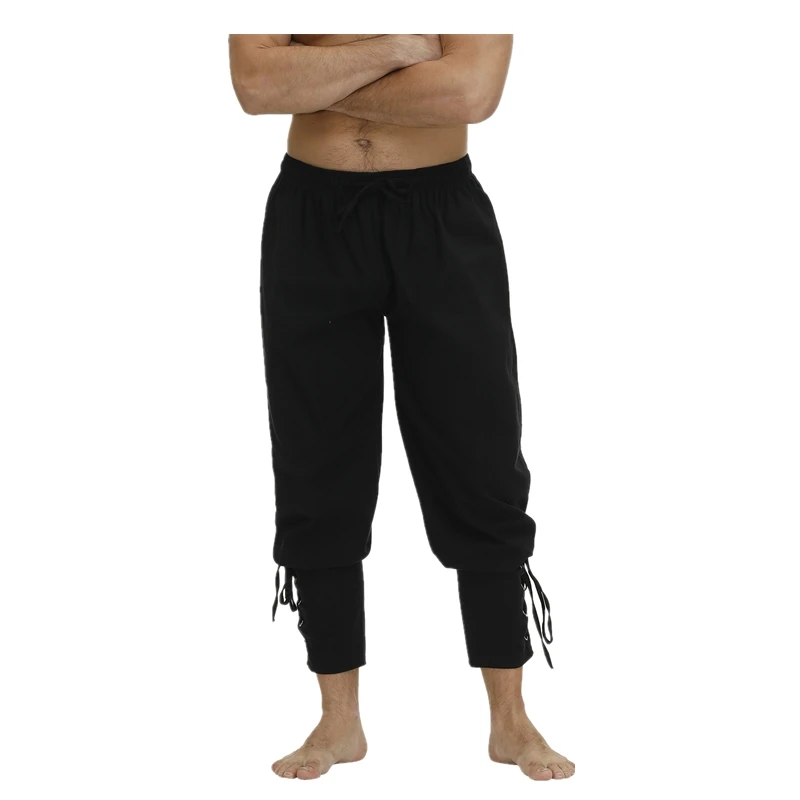 

Men's Ankle Banded Cuff Renaissance Pants Medieval Viking Navigator Trousers Gothic Pirate Pants Cosplay Costume with Drawstring