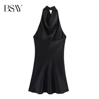 BSAY Satin Texture Dress for Women Fashion Summer New Sleeveless Backless Halter Neck Chic Female Evening Dresses Mujer - Image 3