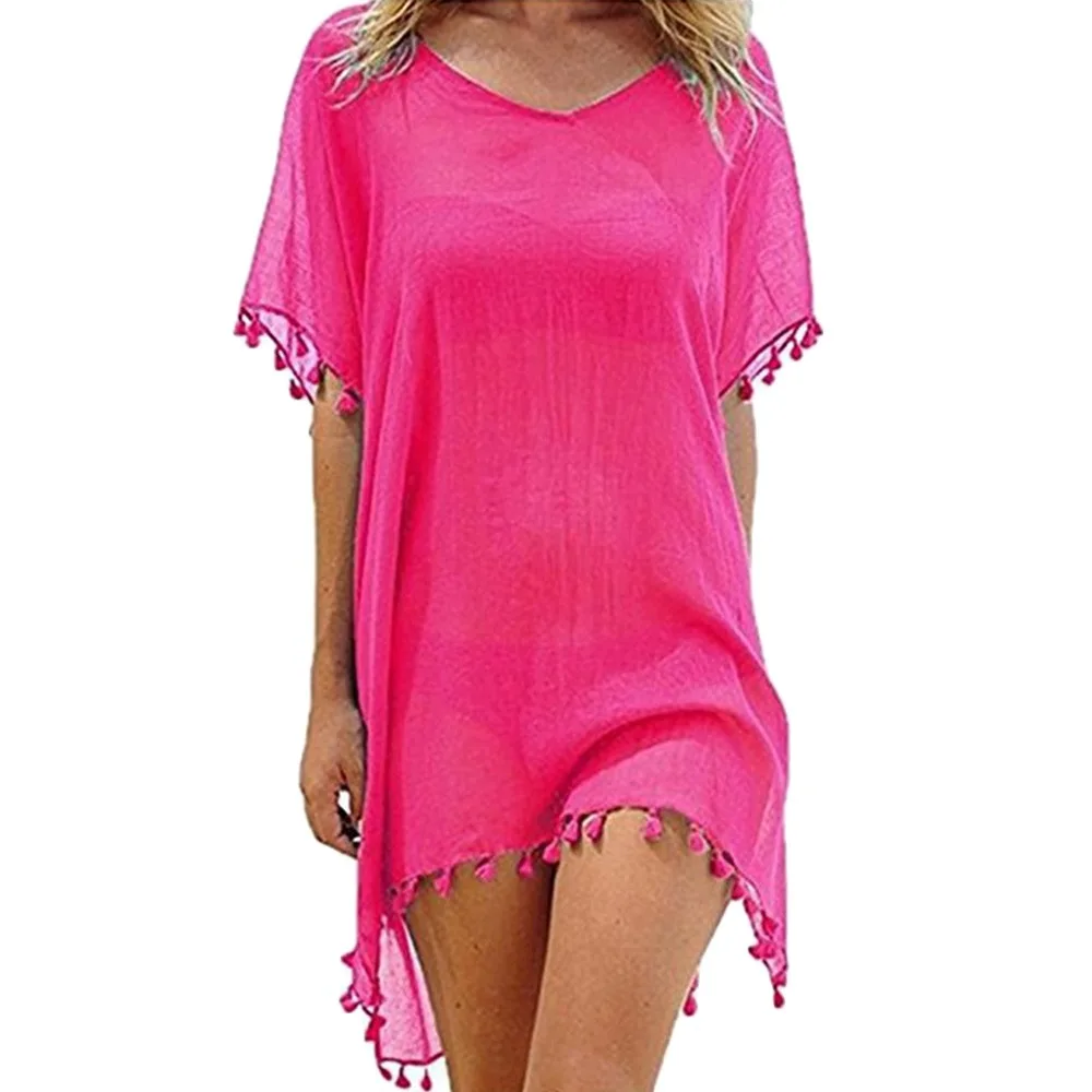 Fashion V Neck Summer Sunscreen Smock Loose Casual Swimsuit Cover Up Dress Bathing Suit Plus Size Bikini Cover-Ups for Women 1