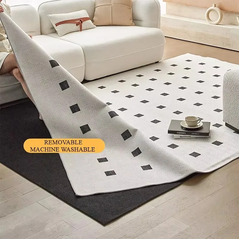 Double-layer Removable Washable Carpet for Living Room Simple Geometric Bedroom Bedisde Rug Home Sofa Coffee Table Mats Ковер 4