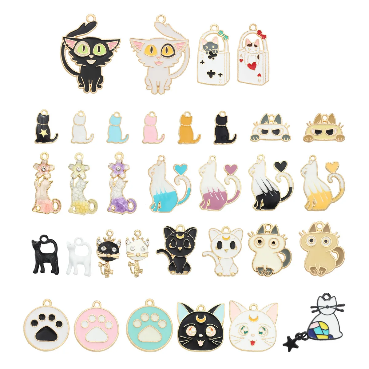 10개/세트 포커 고양이 오일 에나멜 DIY 참 장식품 (가방, 의류, 쥬얼리 제..