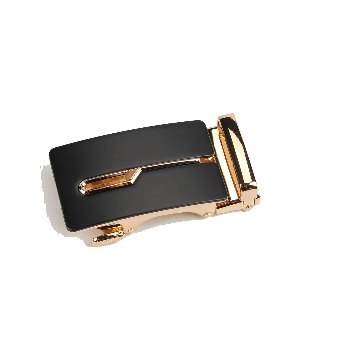 

Matte black center circular rectangular gold buckle black belt automatic buckle men's pure cowhide trendy business
