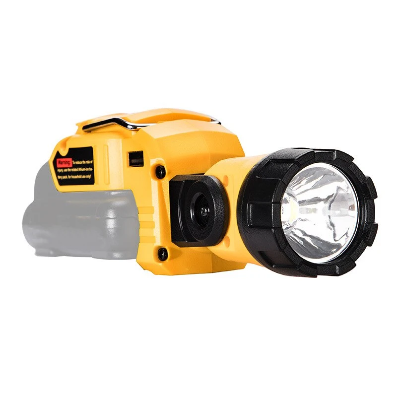 Lampada Da Lavoro A LED 12V – 280 Lumen, 3W, Testa Regolabile 180°, Base Magnetica, Gancio, Porta USB, Ricaricabile, Compatibile Con Batteria Dewalt DCB120