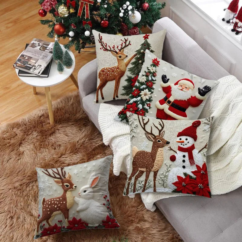 New Merry Christmas Cushion Cover Home Decorations 2025 Christmas Ornament Pillow Case Xmas Navidad Gifts New Year Gifts