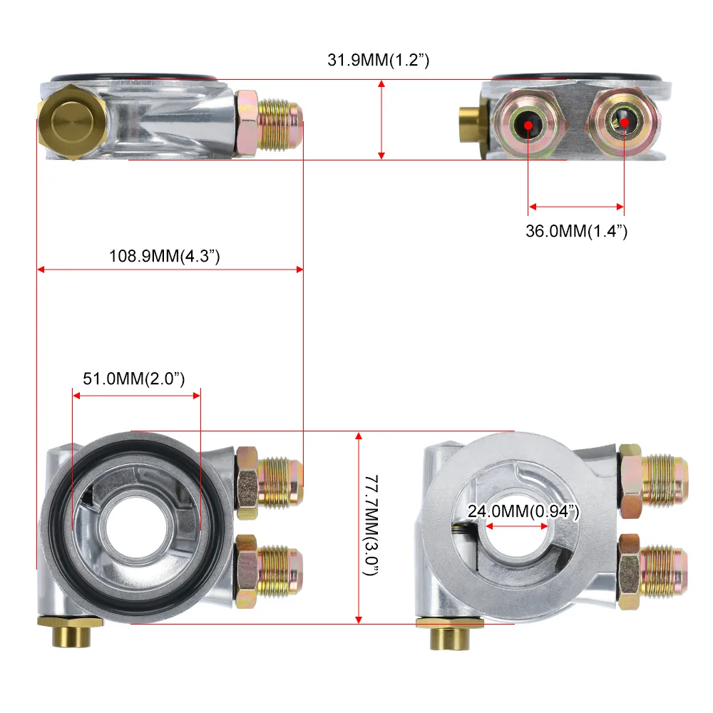 PQY-Oil Cooler Filter Sandwich Plate + Thermostat Adaptor 3/4" 16-UNF With AN10 Fitting Oil Filter Sandwich Adapter PQY6743
