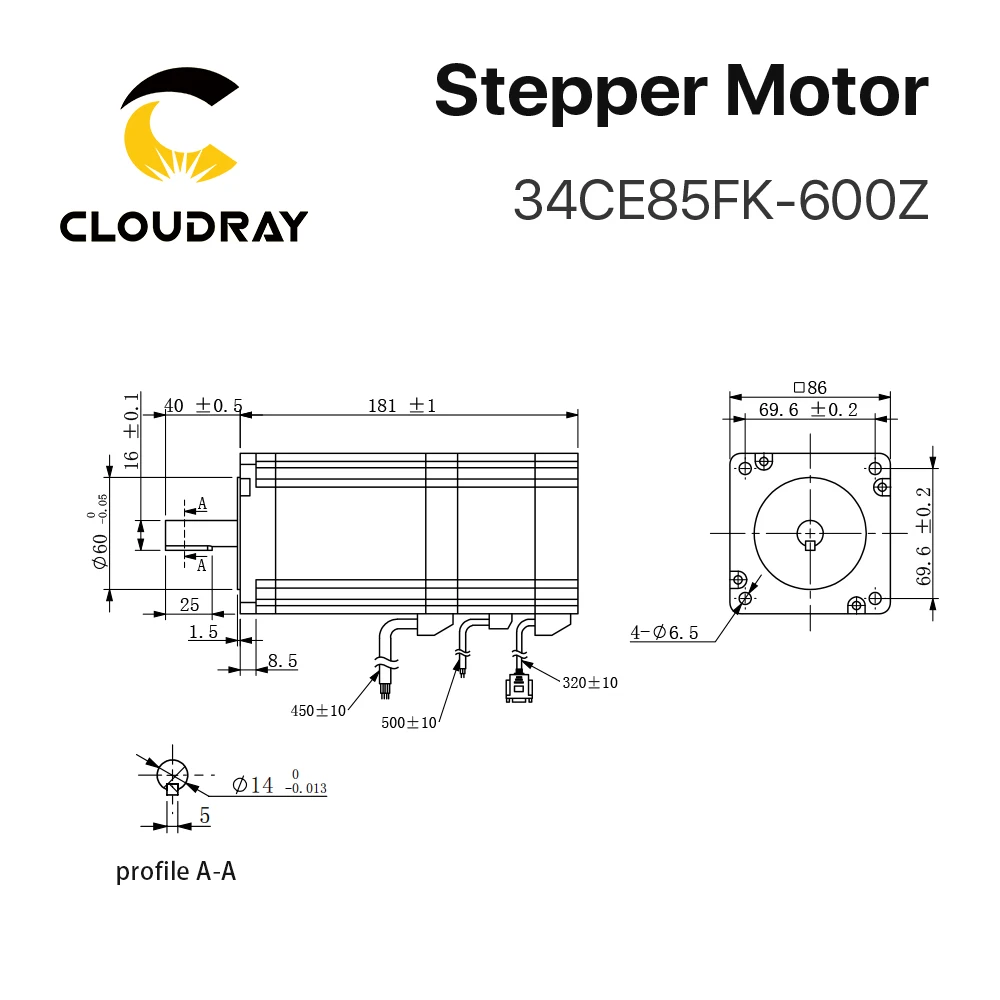 Cloudray Nema 34 폐쇄 루프 모터, CNC 조각 밀링 기계용 브레이크 스테퍼 모터 포함, 6.0A, 8.5N.m