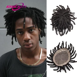 New Dreadlocks for Men Fine Mono NPU Man Toupee Human hair 3inch Indian Remy Hair System 7inch Long Dreadlocks Human Hair Wigs