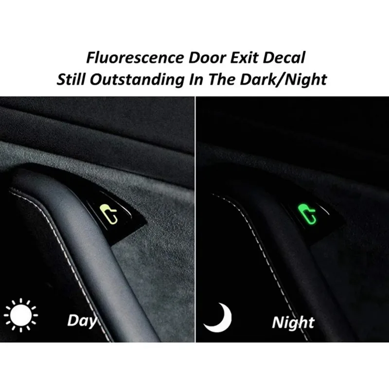 Car Door Open Exit Button Sticker for Tesla Model 3 Y Luminous Stickers Reminder