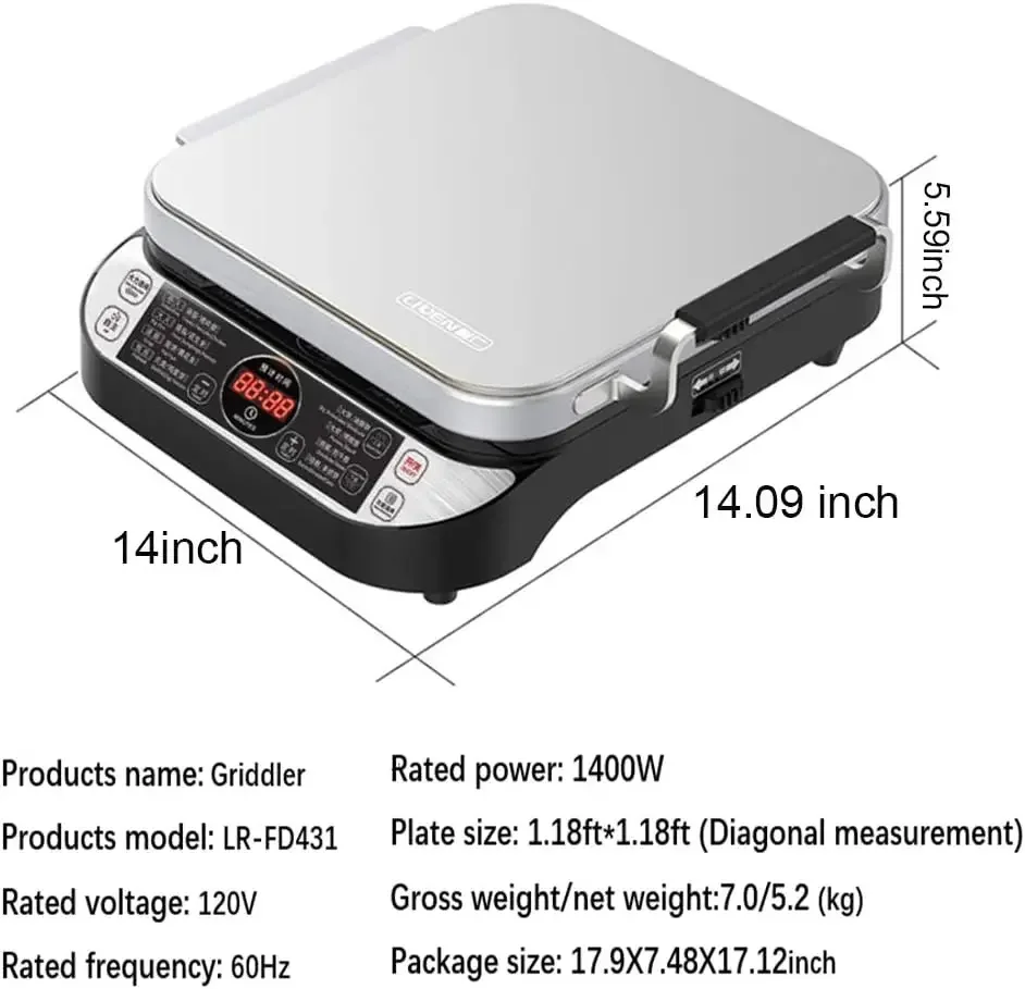 Electric Baking Pan LR-FD431 Skillet Griddle, US DuPont Non-Stick Coating,Removable Upper and Lower Grill Pan, Easy to Clean,Ele 5