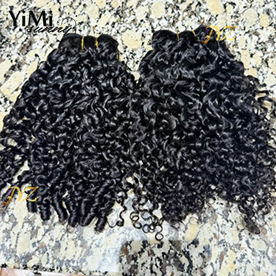 Double Drawn Burmese Curly 3C 4A Human Hair Bundles Unprocessed Virgin Extension Weft Deals Make Full Head For Women Yimisunny