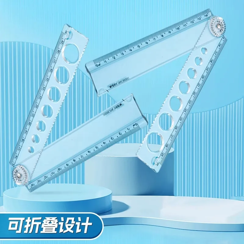 M&G Transparent Minimalist Folding Ruler 30cm Student Wave Ruler Portable Multifunctional Ruler